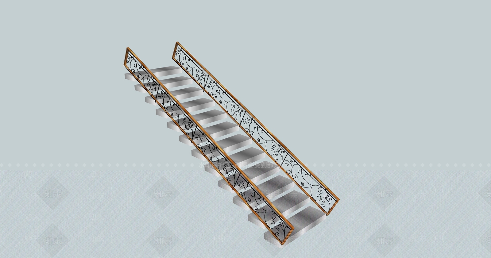 现代楼梯SU模型下载【ID:1185194787】