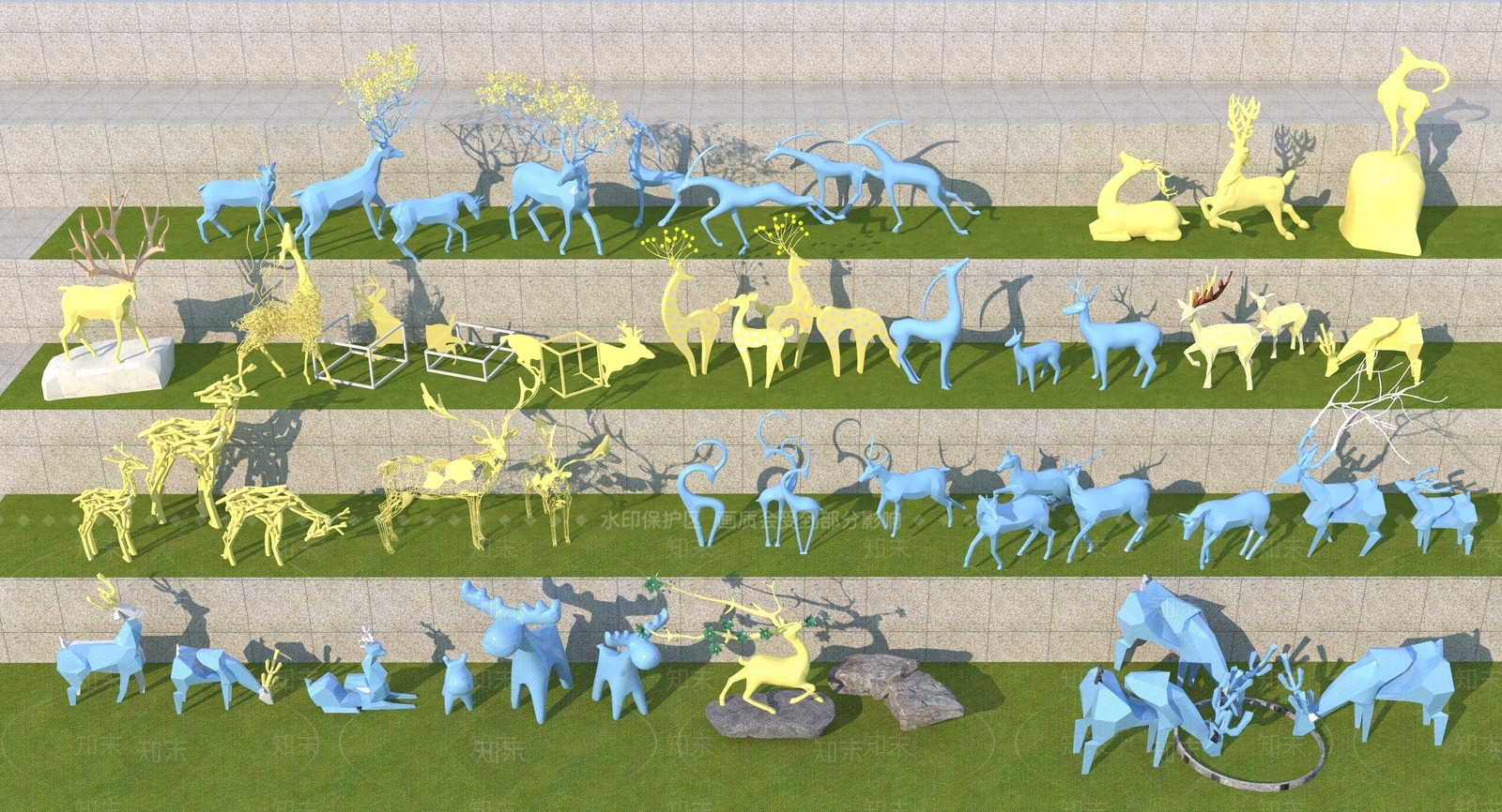 现代雕塑摆件3D模型下载【ID:1185200450】