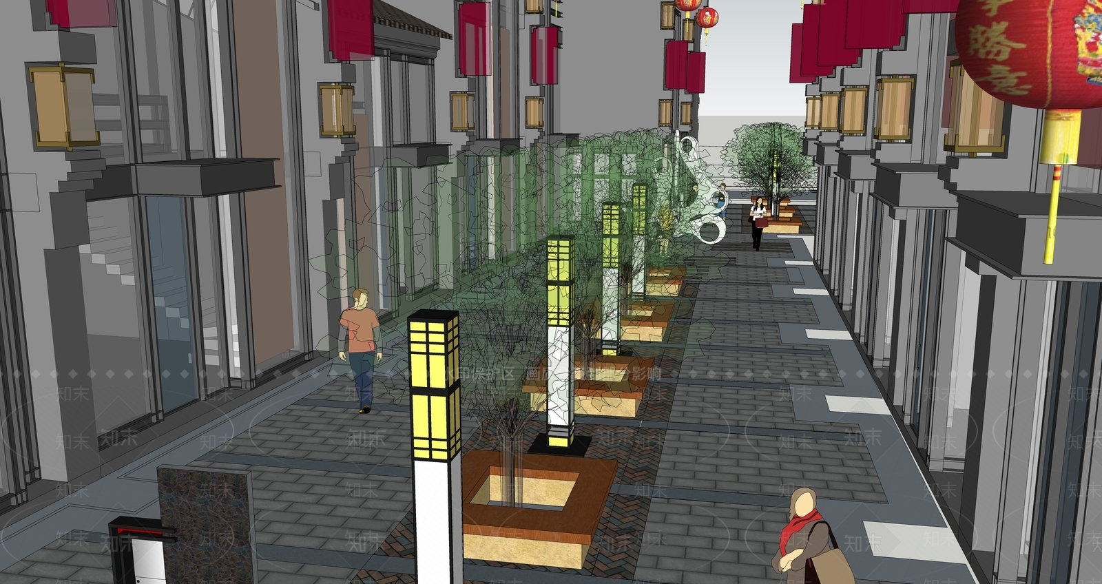 现代商业街SU模型下载【ID:1185206304】