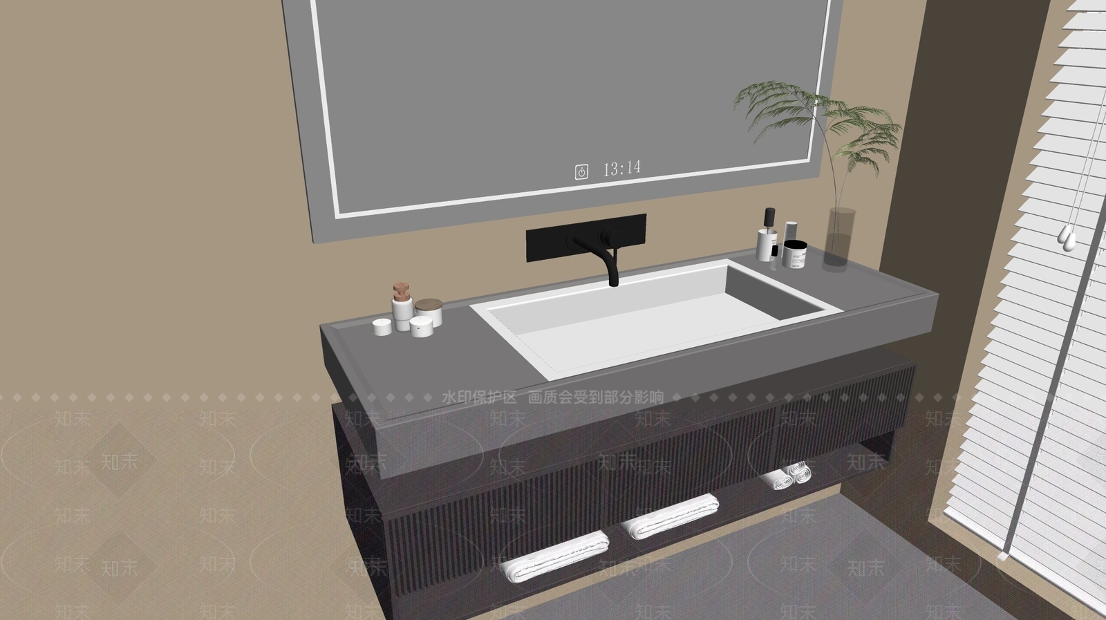 现代轻奢浴室柜SU模型下载【ID:1185206407】