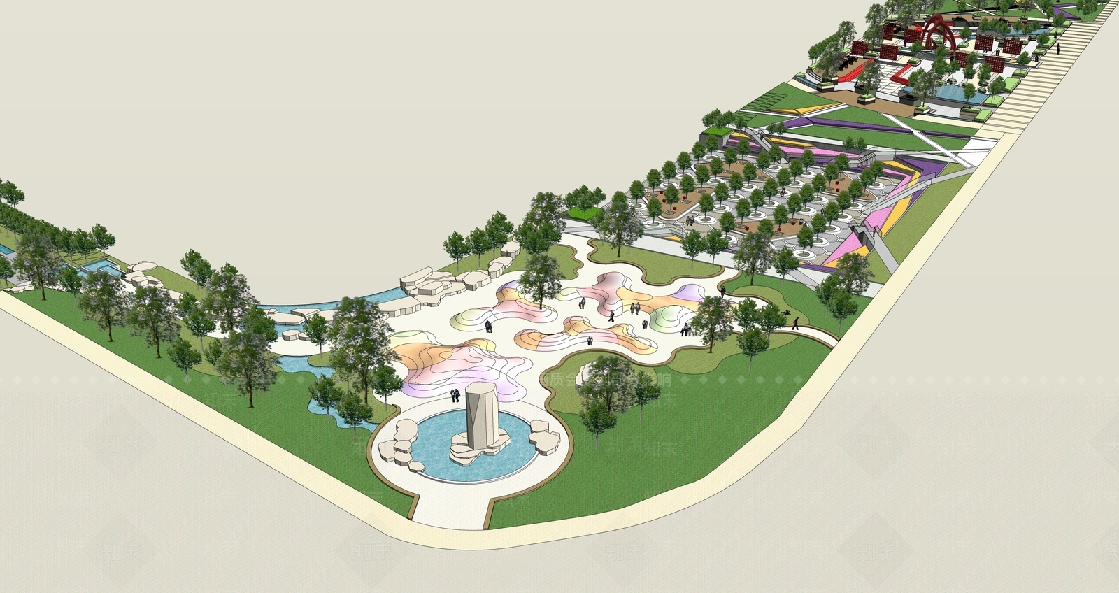 现代景观公园SU模型下载【ID:1185206817】