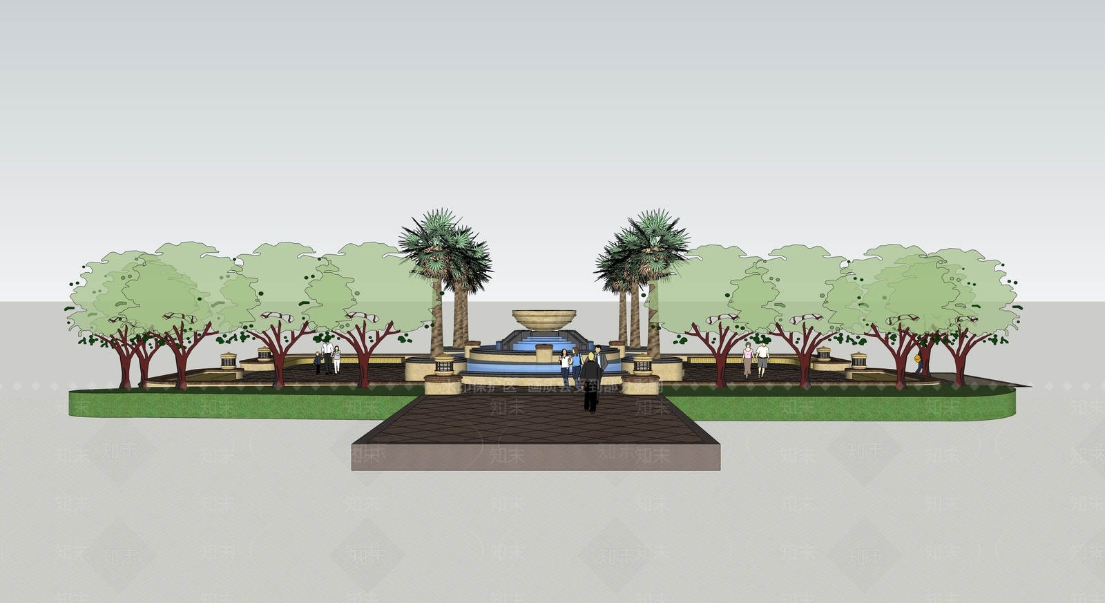 现代景观公园SU模型下载【ID:1185207497】