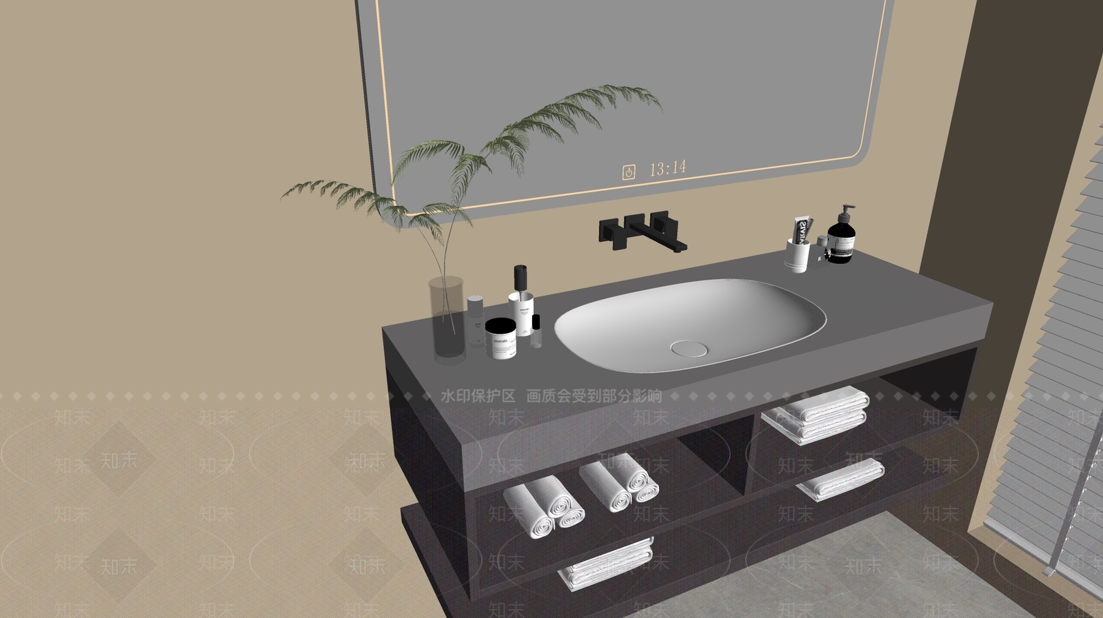 现代轻奢浴室柜SU模型下载【ID:1185208036】