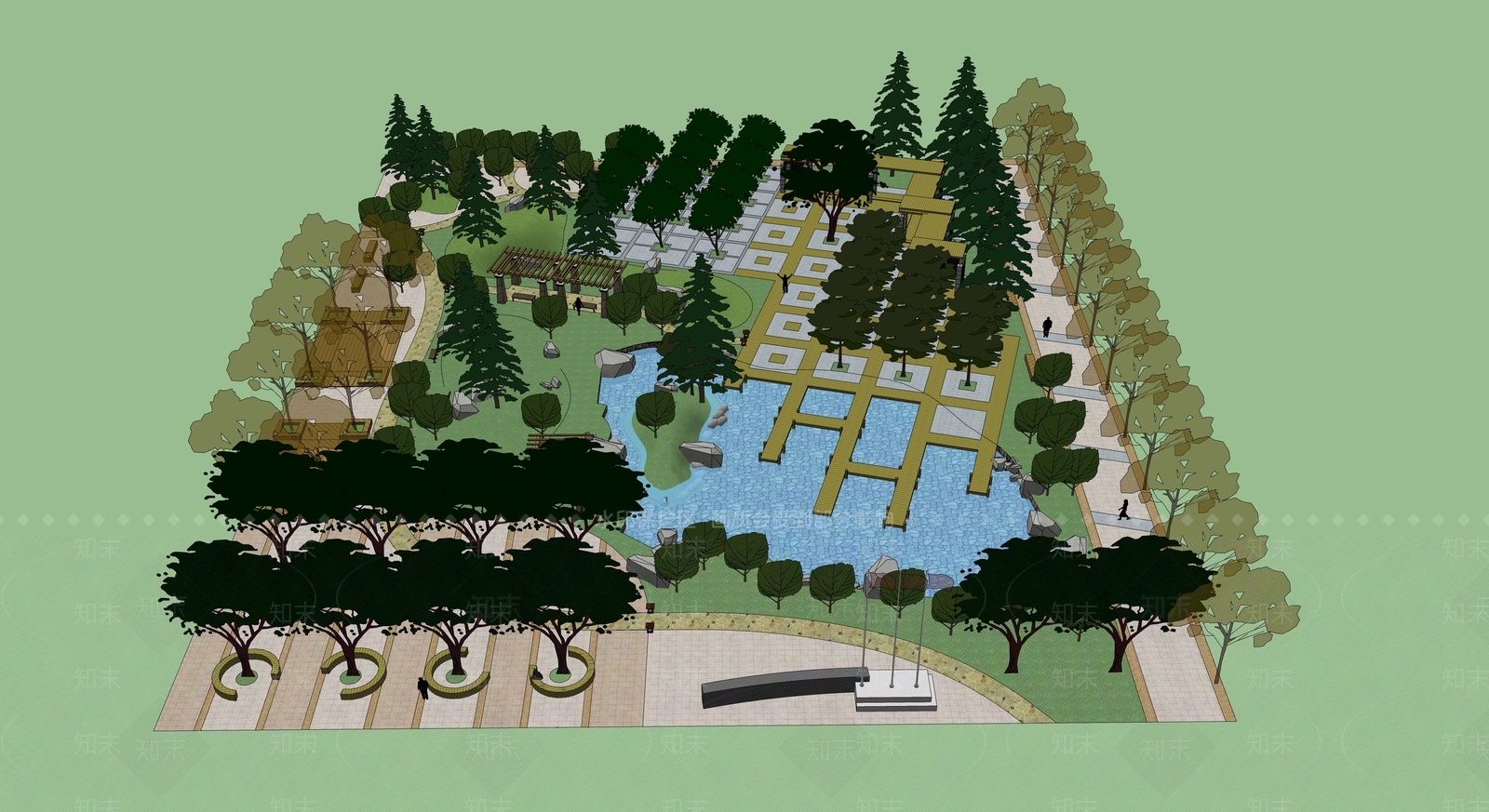 现代景观公园SU模型下载【ID:1185208538】