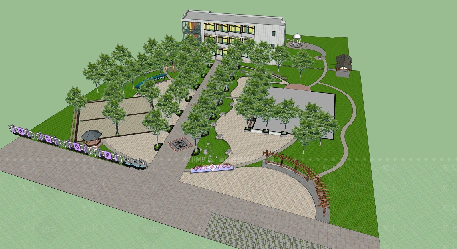 现代景观公园SU模型下载【ID:1185208651】