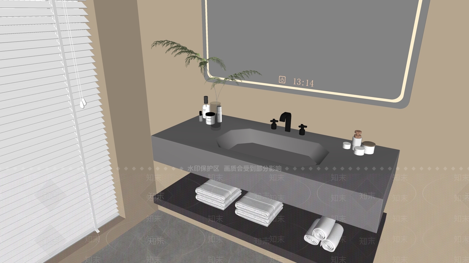 现代轻奢浴室柜SU模型下载【ID:1185208993】