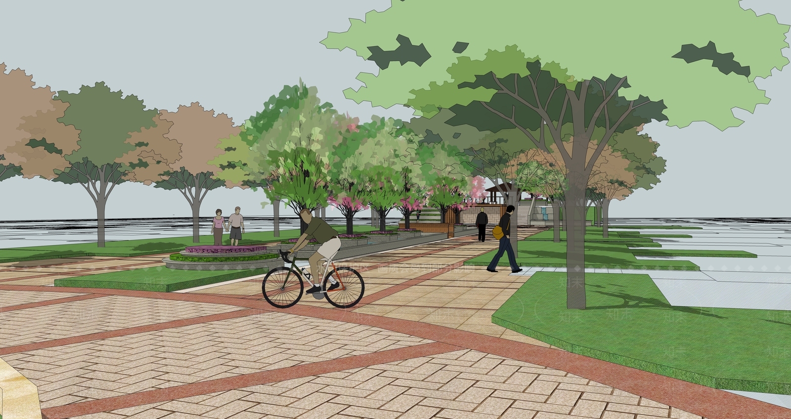 现代景观公园SU模型下载【ID:1185209071】