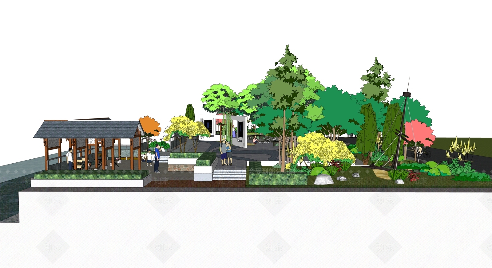 现代景观公园SU模型下载【ID:1185209193】