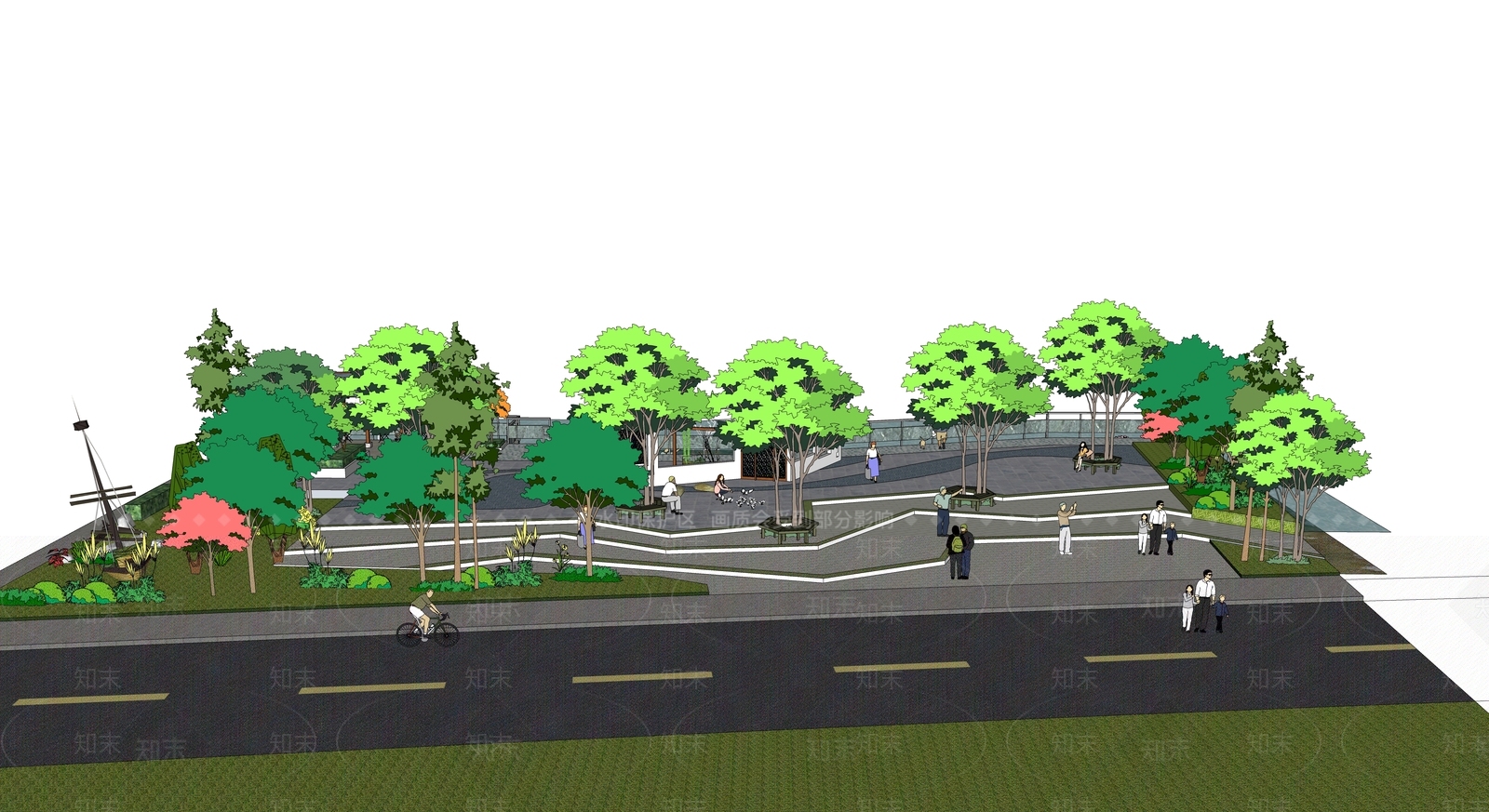 现代景观公园SU模型下载【ID:1185209193】
