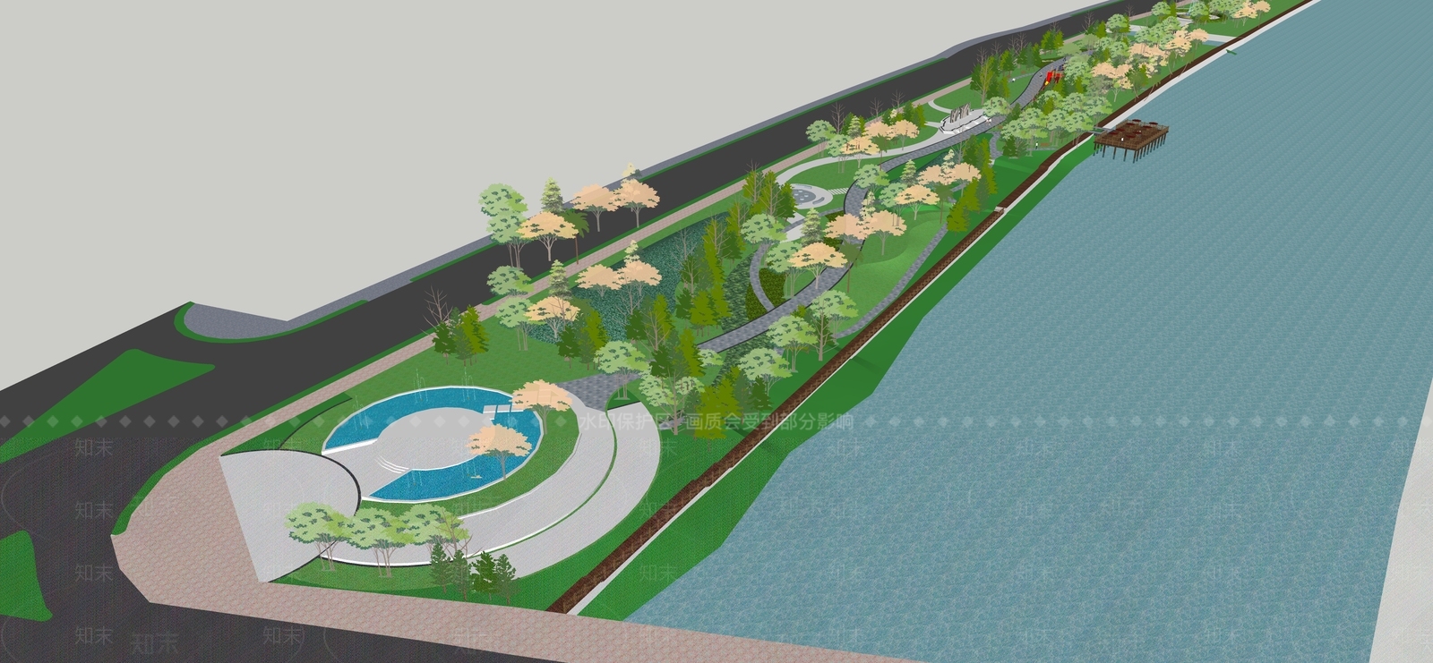 现代景观公园SU模型下载【ID:1185209446】