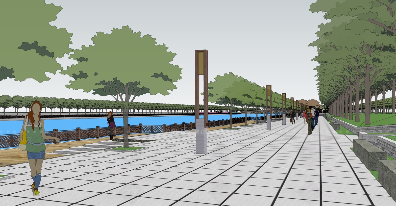 现代景观公园SU模型下载【ID:1185209590】