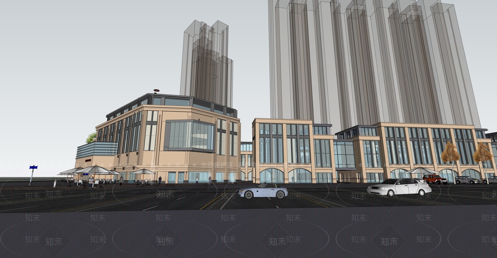 现代商业街SU模型下载【ID:1185211591】