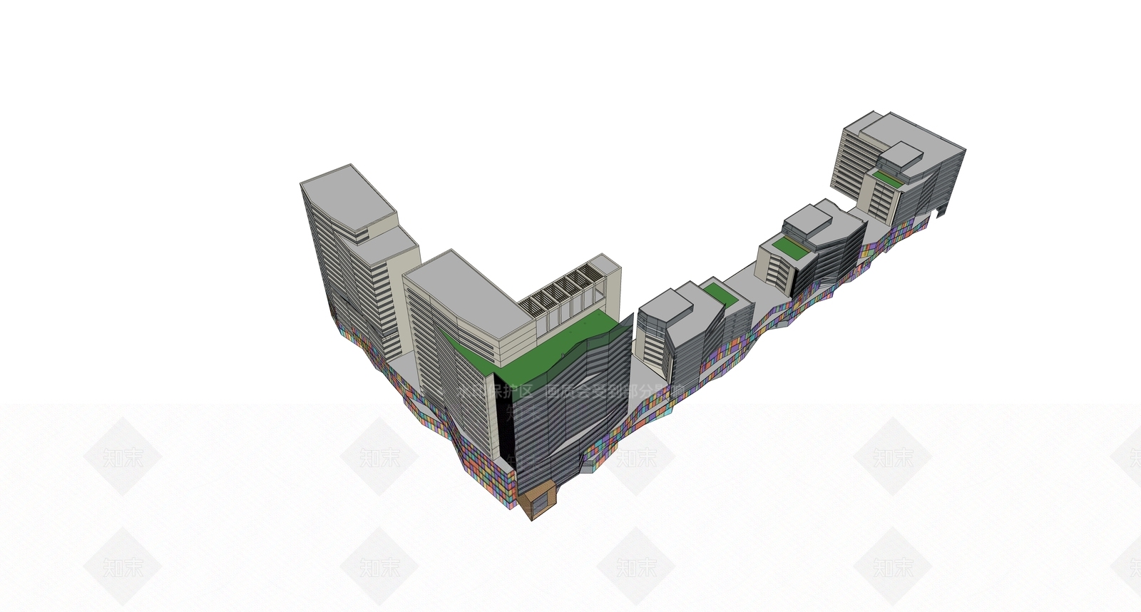 现代商业街SU模型下载【ID:1185211544】