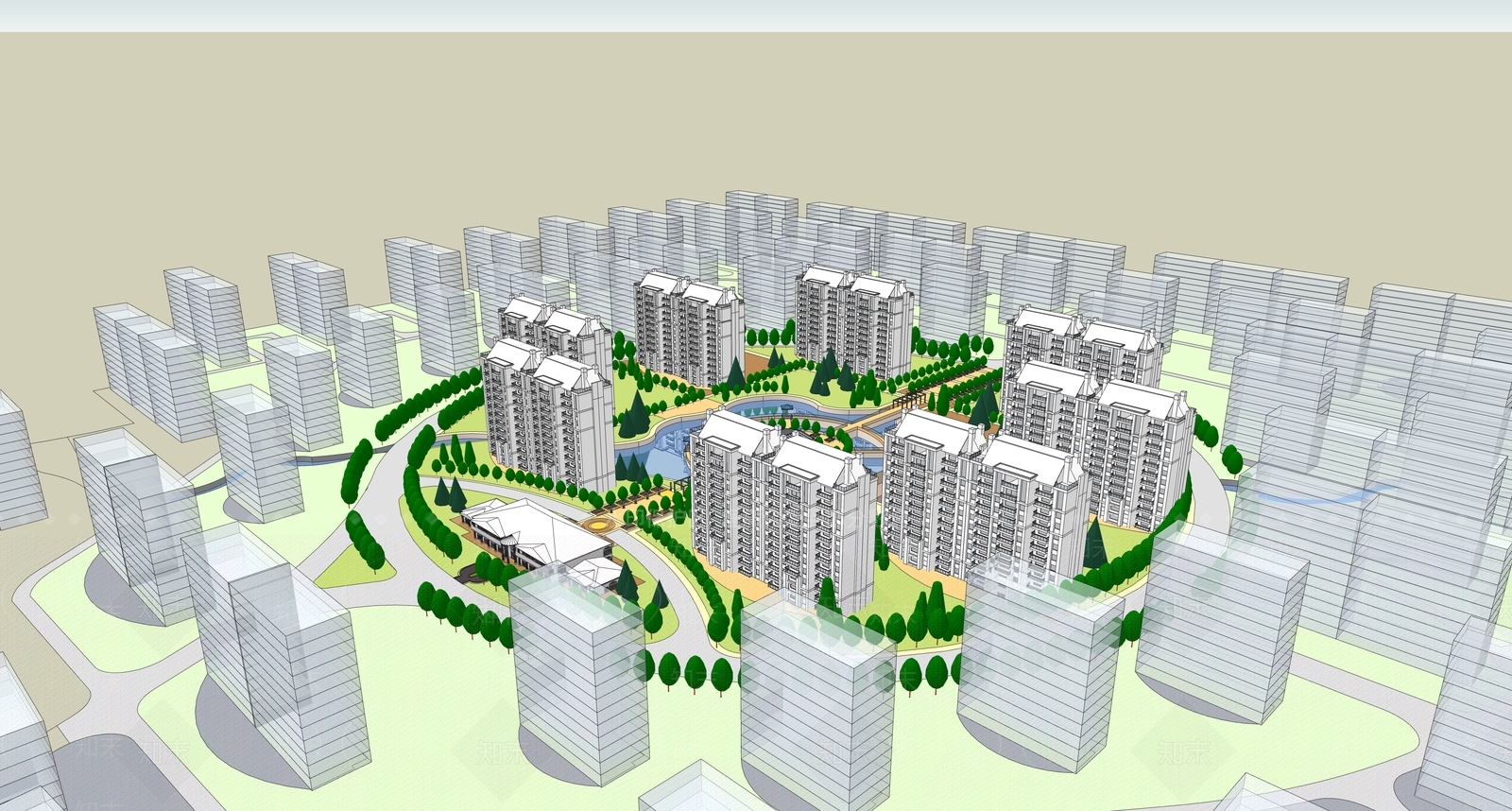现代多层住宅SU模型下载【ID:1185211956】