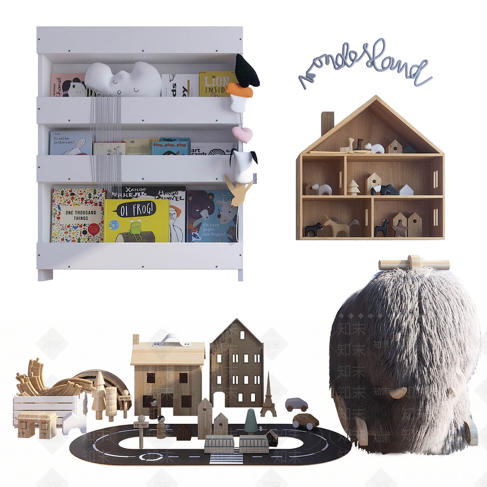 现代儿童玩具房装饰3D模型下载【ID:1185211977】