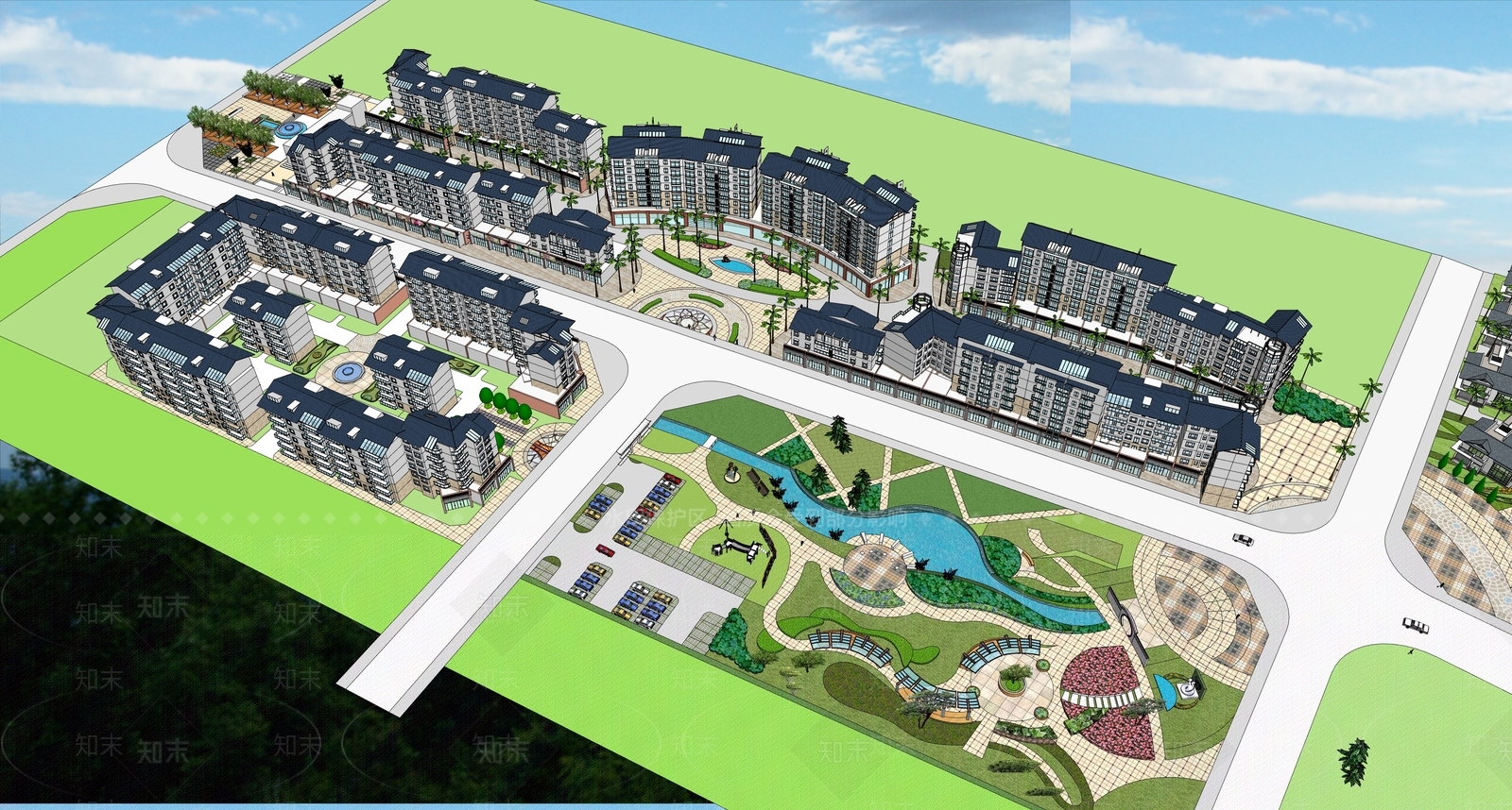 现代多层住宅SU模型下载【ID:1185212124】