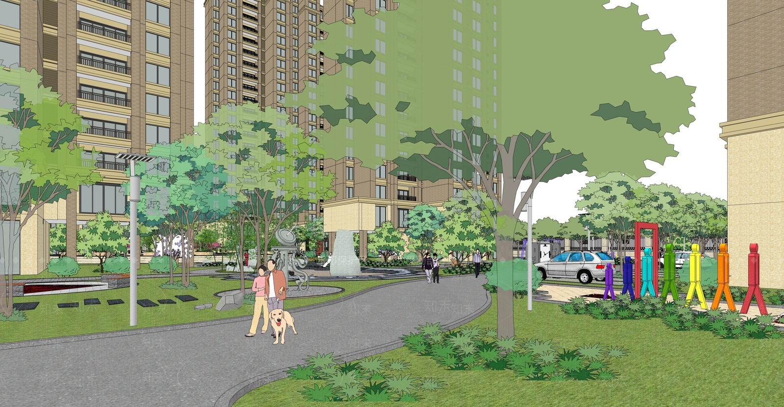 现代多层住宅SU模型下载【ID:1185212461】