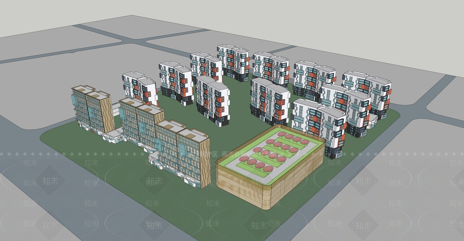 现代多层住宅SU模型下载【ID:1185212995】