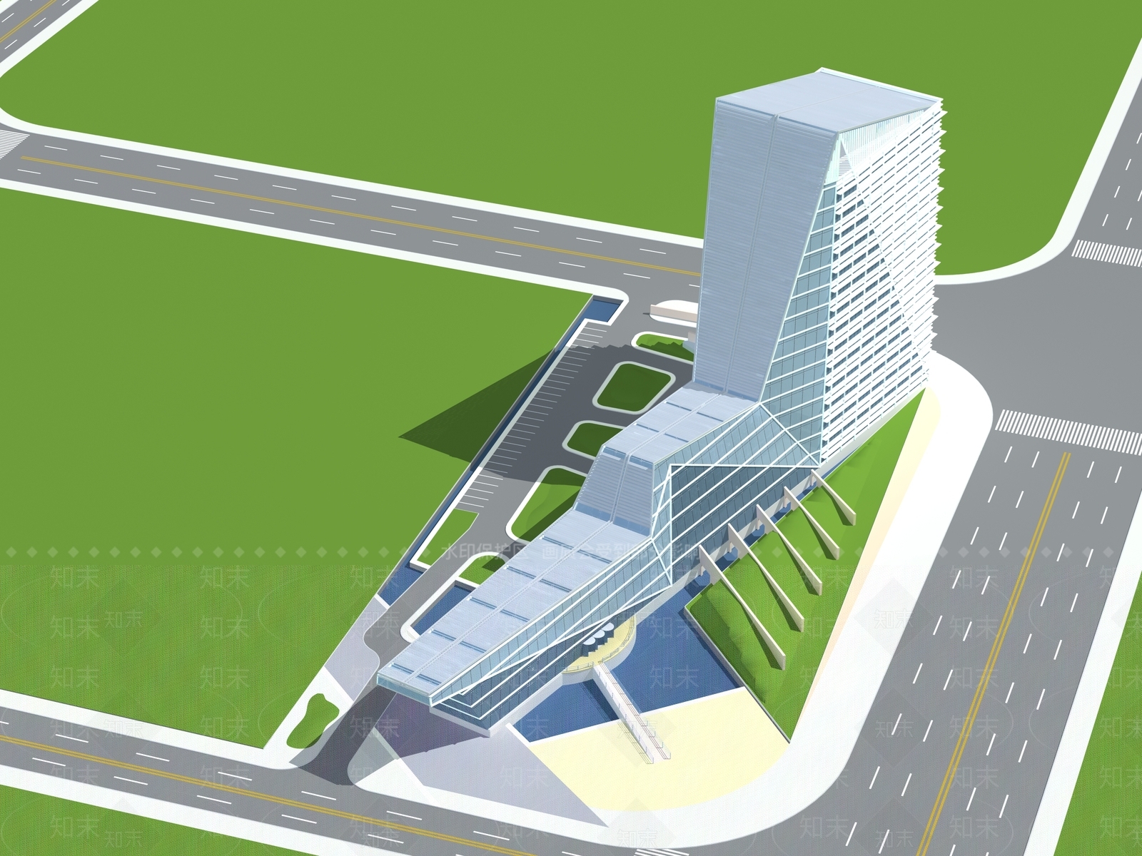 现代商业街3D模型下载【ID:1185523561】