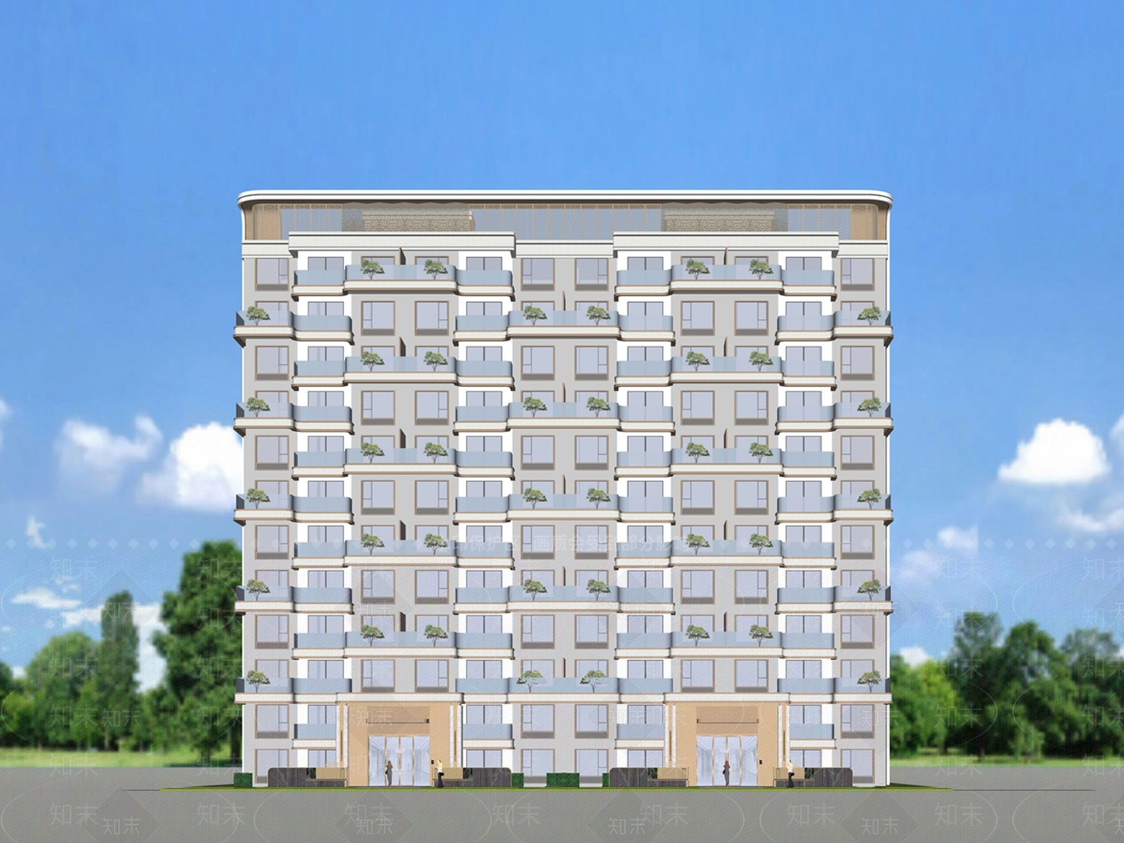 现代高层住宅SU模型下载【ID:1185222502】