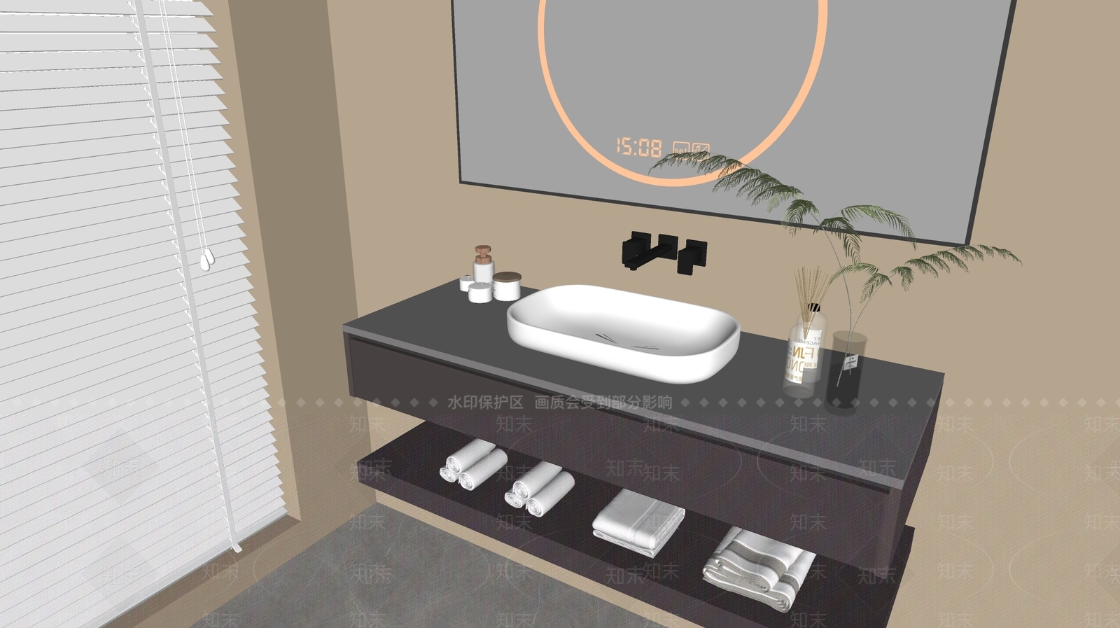 现代轻奢浴室柜SU模型下载【ID:1185223288】