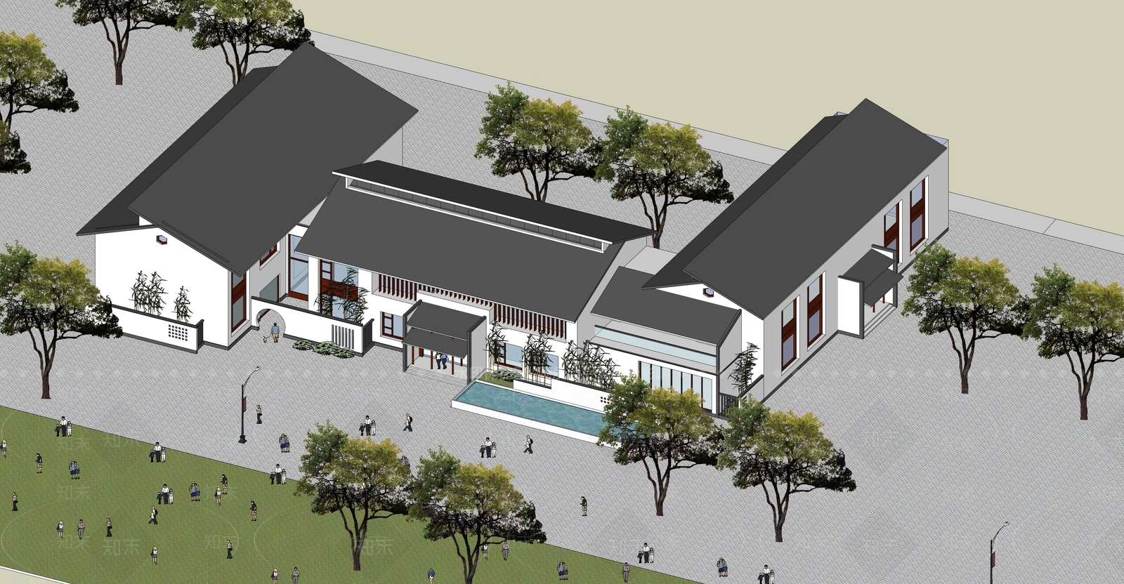 中式其他商业建筑SU模型下载【ID:1185226777】