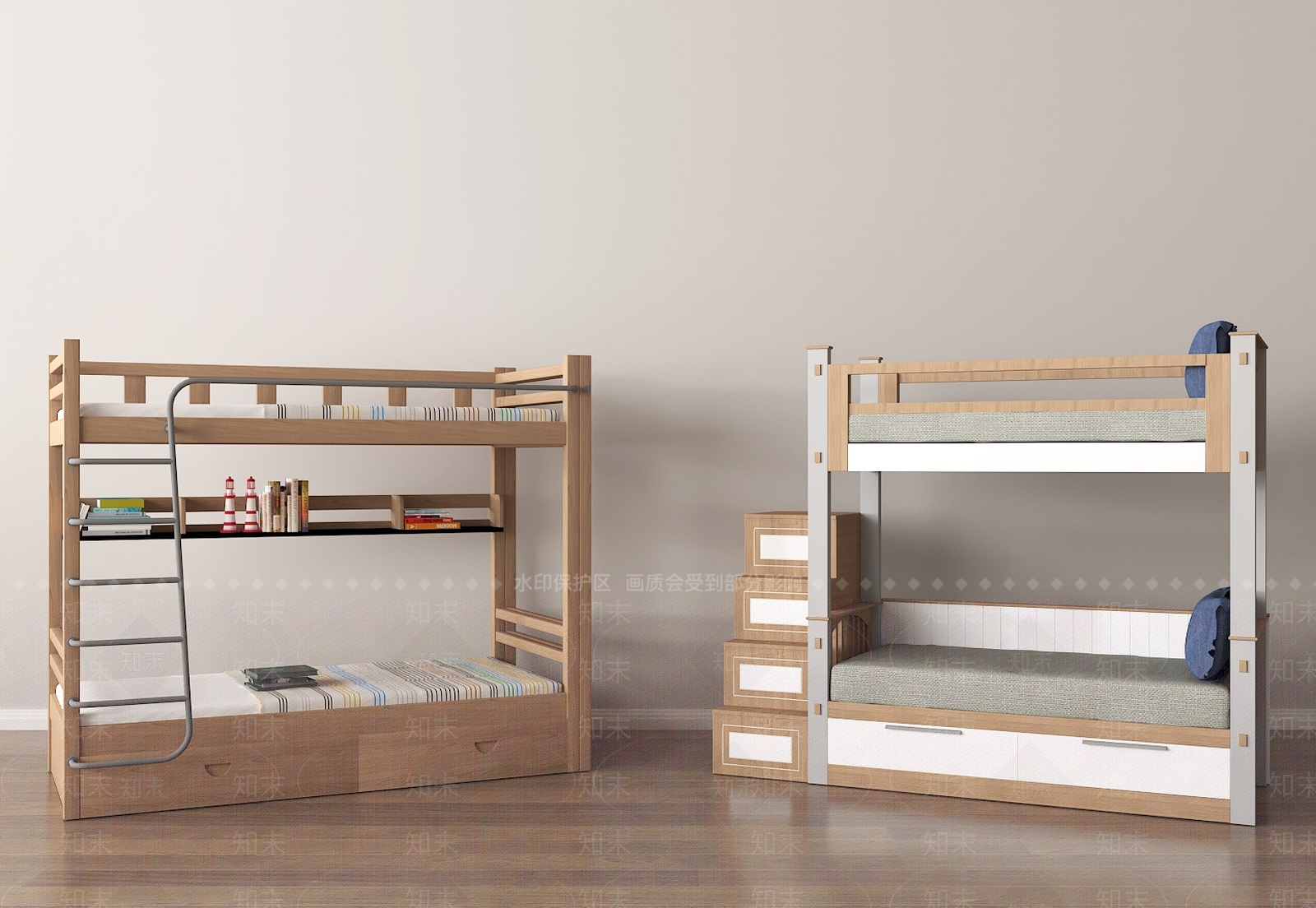 现代中式上下床3D模型下载【ID:1185228111】