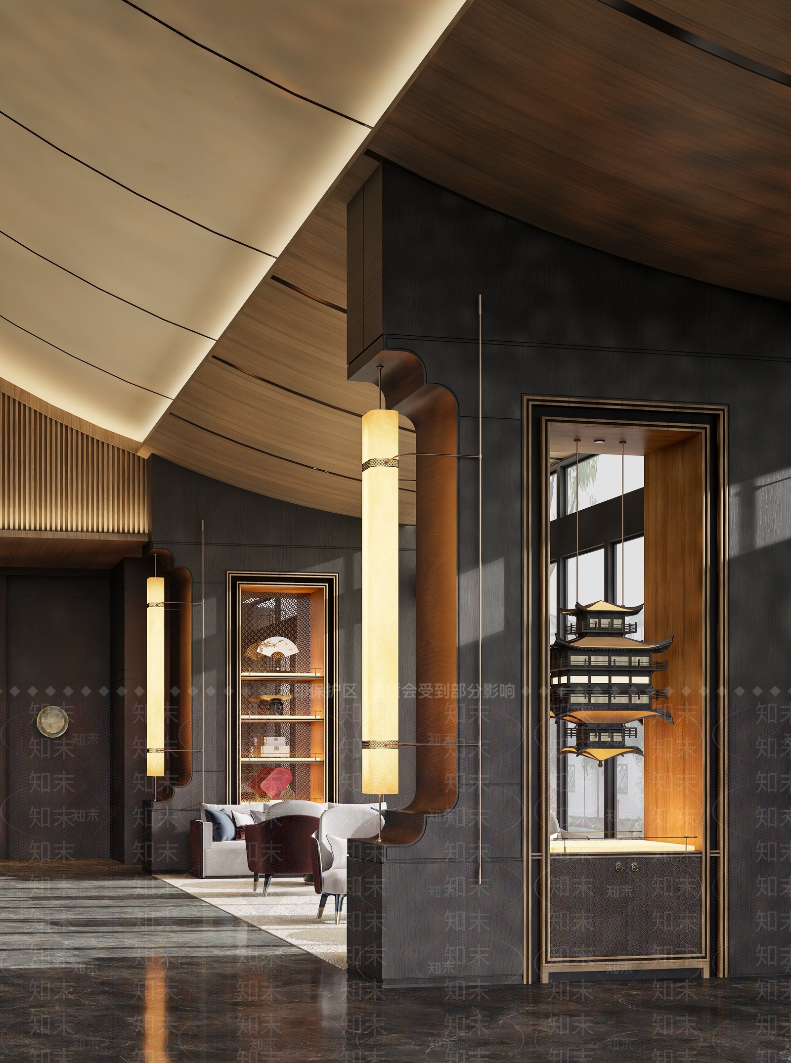 新中式中式售楼处3d模型