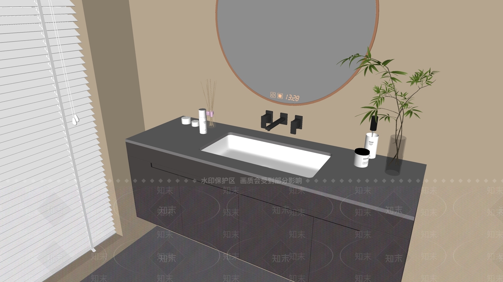 现代轻奢浴室柜SU模型下载【ID:1185232224】