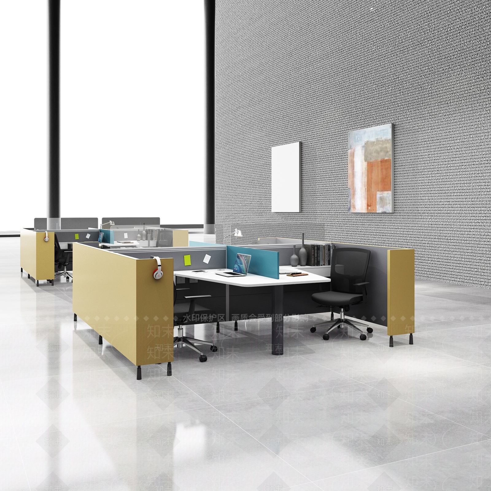 现代办公大厅3D模型下载【ID:1185241581】
