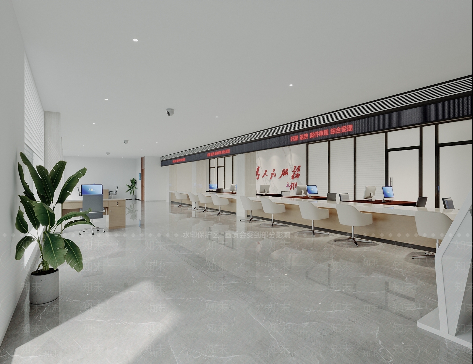 现代办公大厅3D模型下载【ID:1185260621】