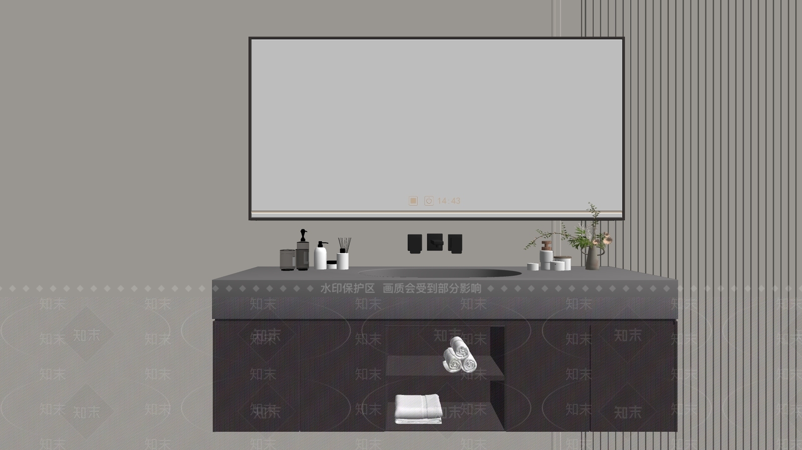 现代轻奢浴室柜SU模型下载【ID:1185260539】