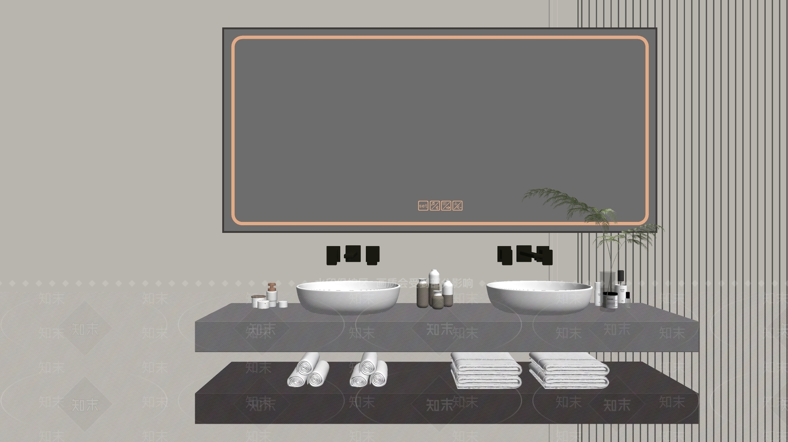 现代轻奢浴室柜SU模型下载【ID:1185260888】