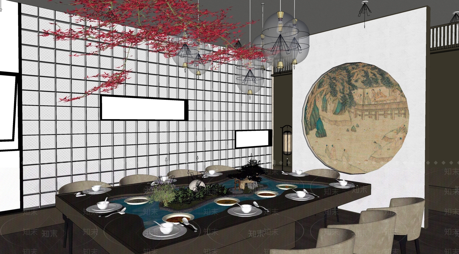 中餐厅SU模型下载【ID:1185261203】