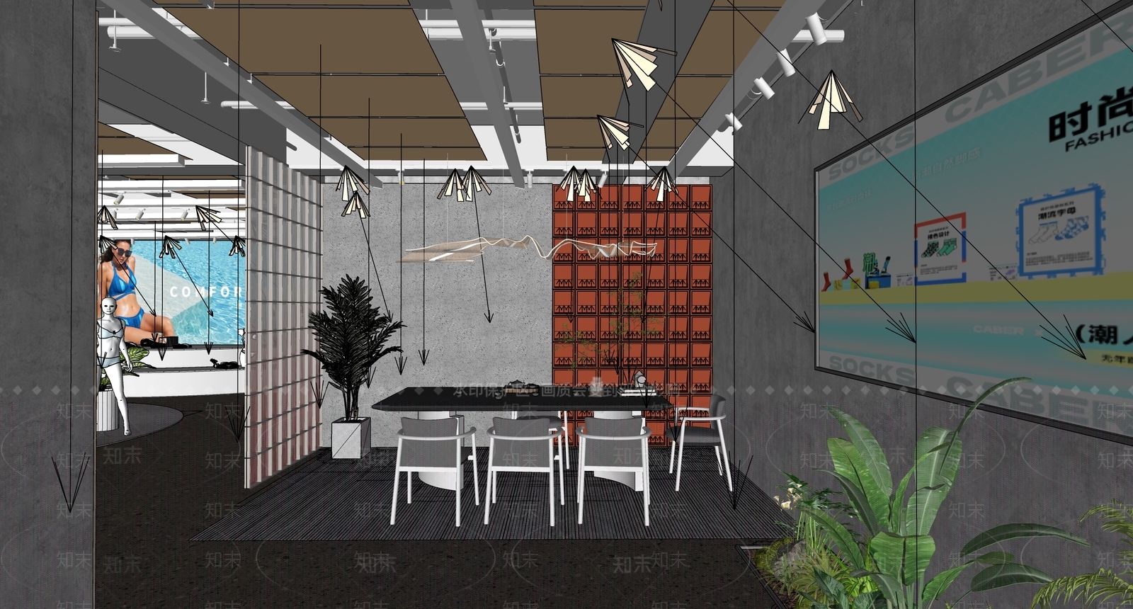 现代简约服装店SU模型下载【ID:1185262959】