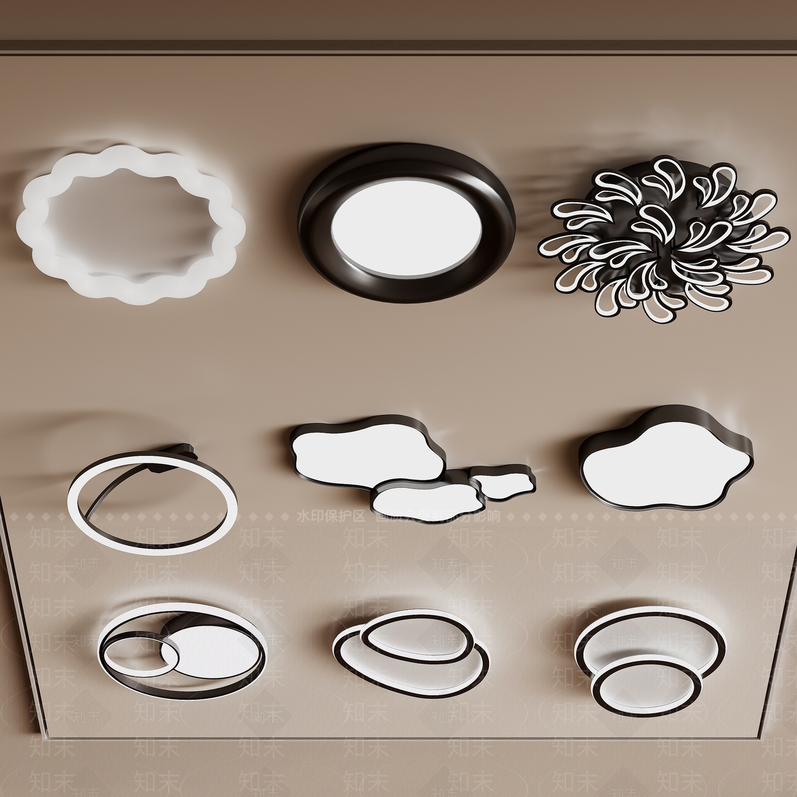 现代灯具组合3D模型下载【ID:1185527489】