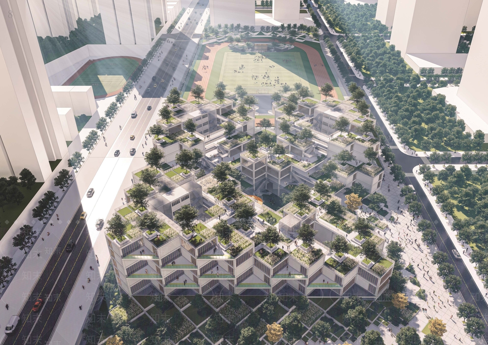 现代学校建筑SU模型下载【ID:1185273937】