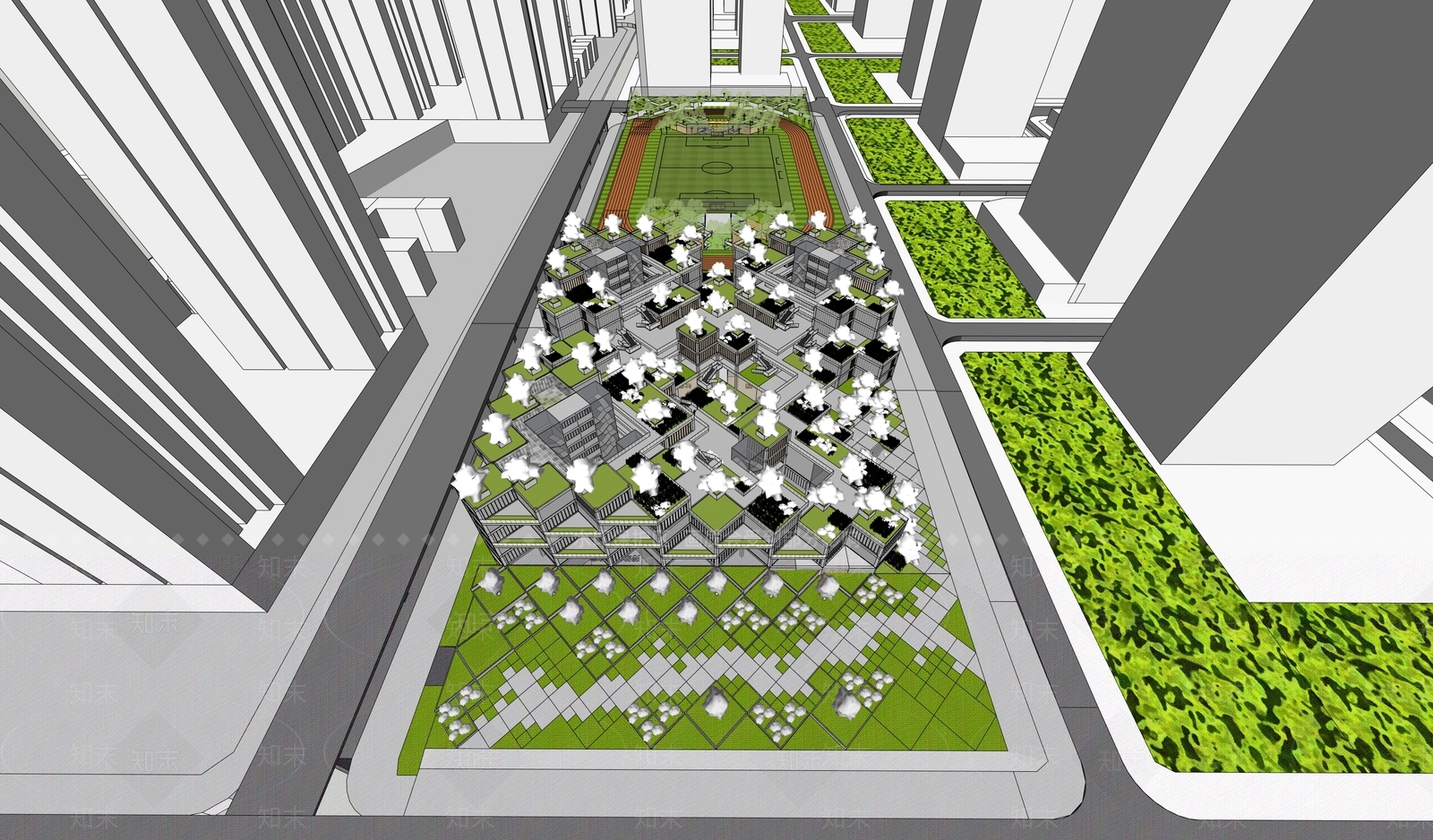 现代学校建筑SU模型下载【ID:1185273937】