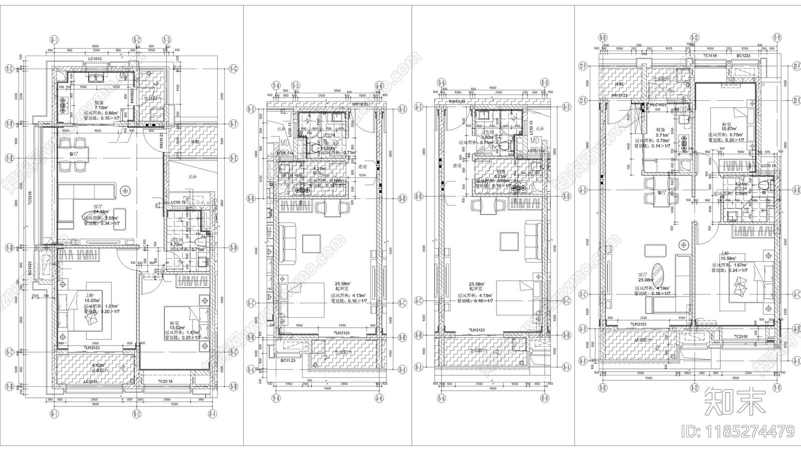 现代酒店建筑施工图下载【ID:1185274479】