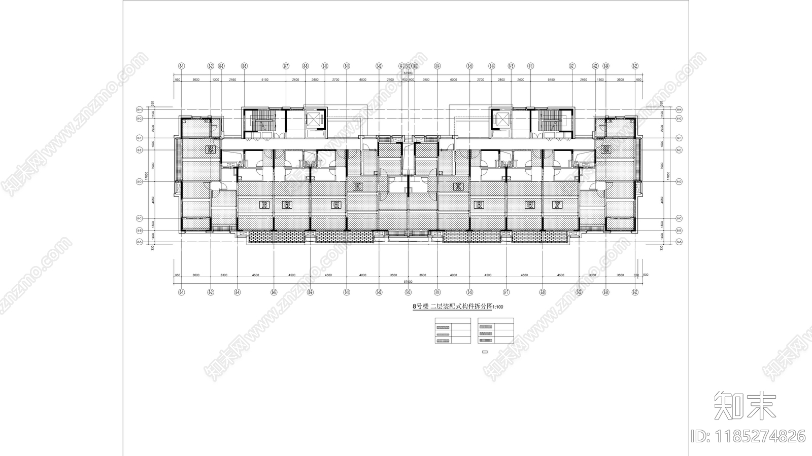 现代住宅楼建筑cad施工图下载【ID:1185274826】