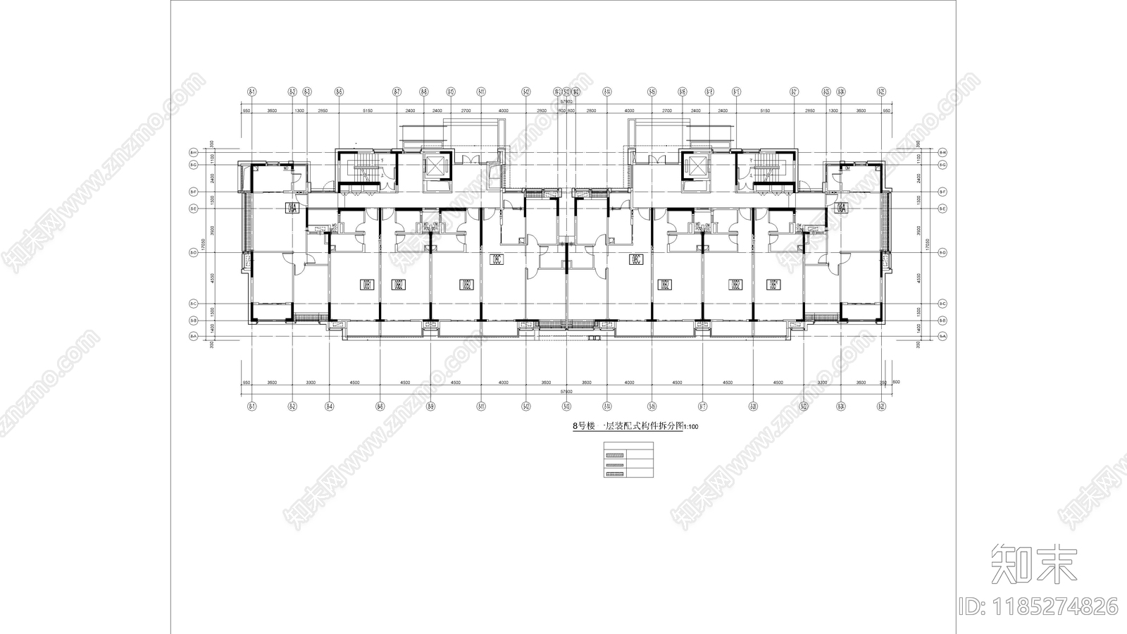 现代住宅楼建筑施工图下载【ID:1185274826】