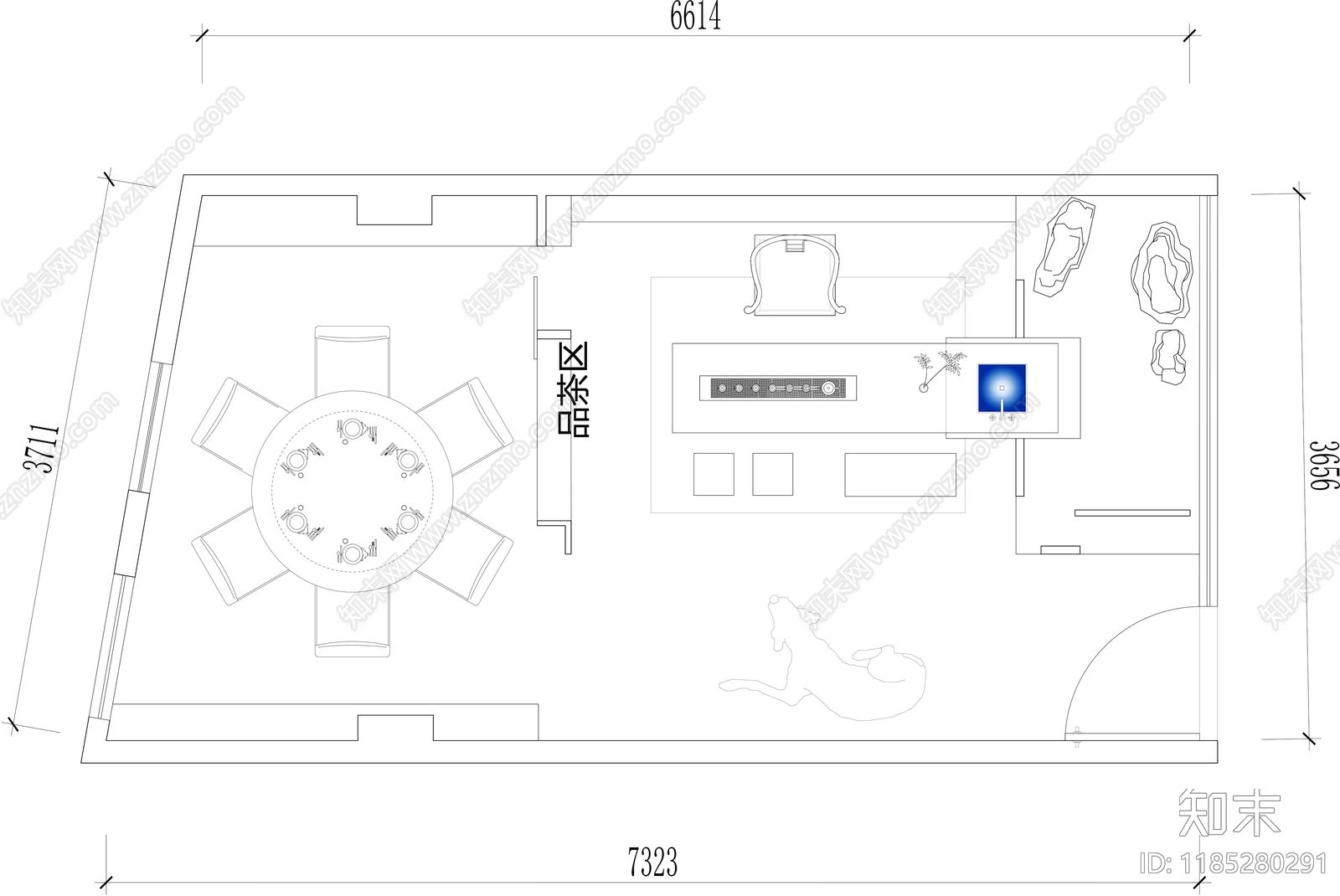 现代茶馆cad施工图下载【ID:1185280291】