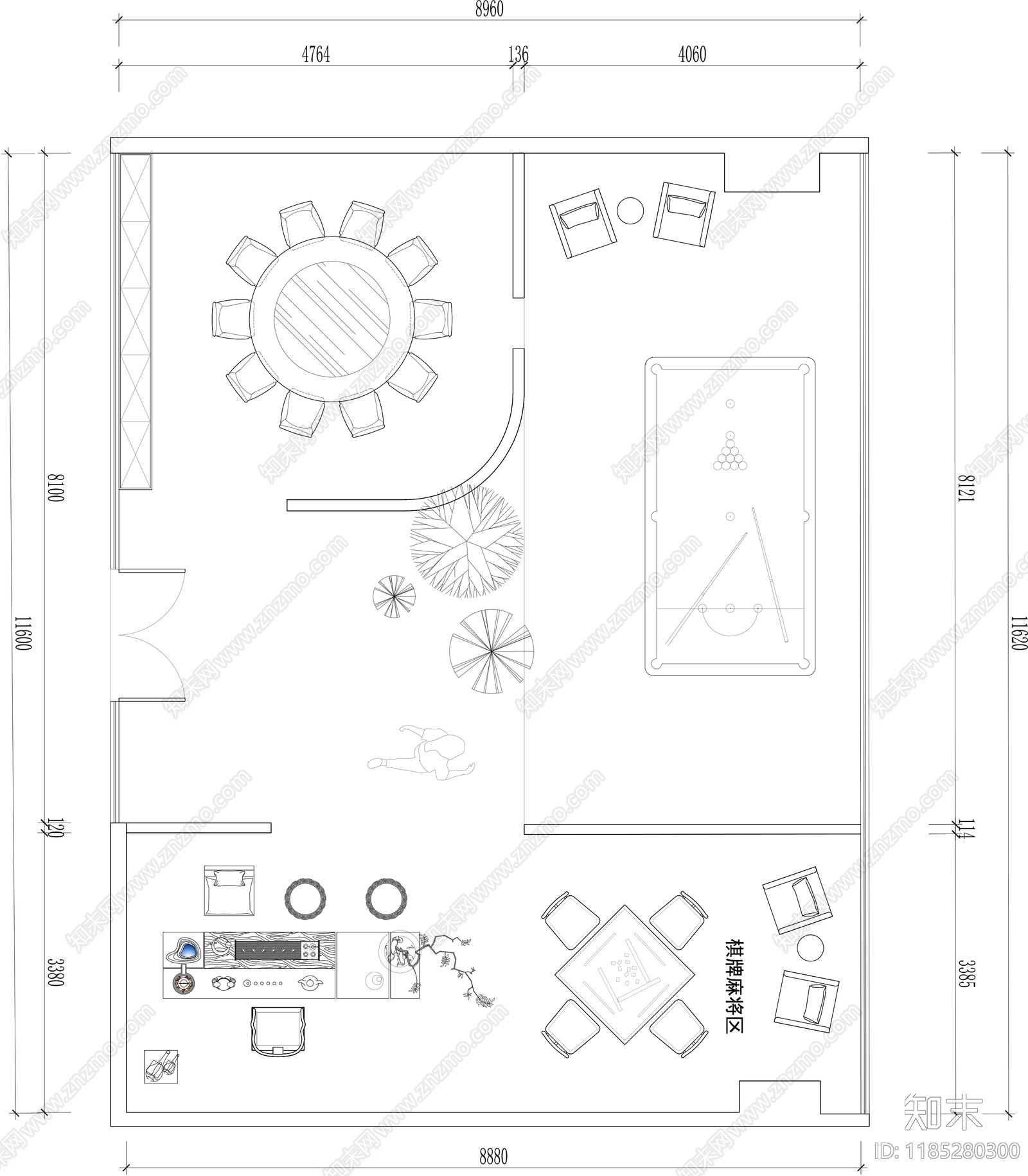 现代会所cad施工图下载【ID:1185280300】