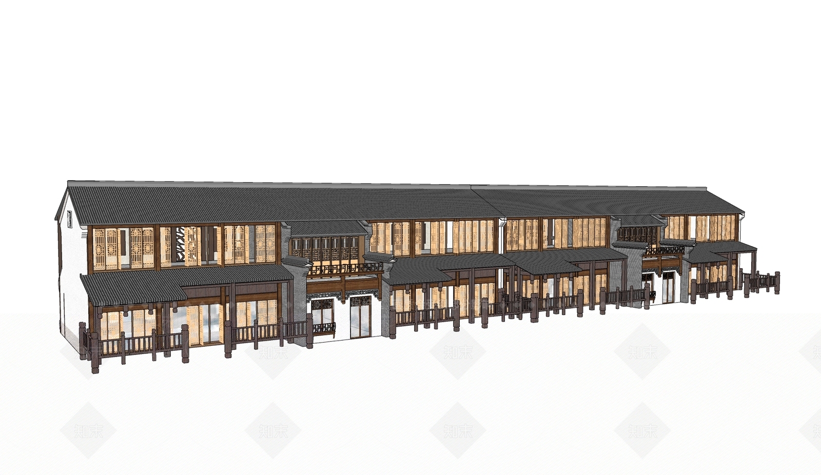 中式古建筑SU模型下载【ID:1185280321】
