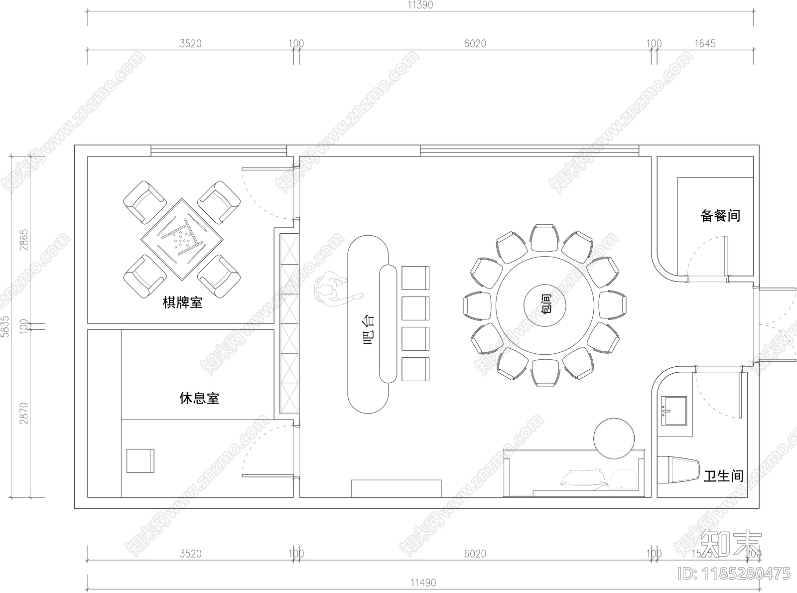 现代其他餐饮空间cad施工图下载【ID:1185280475】