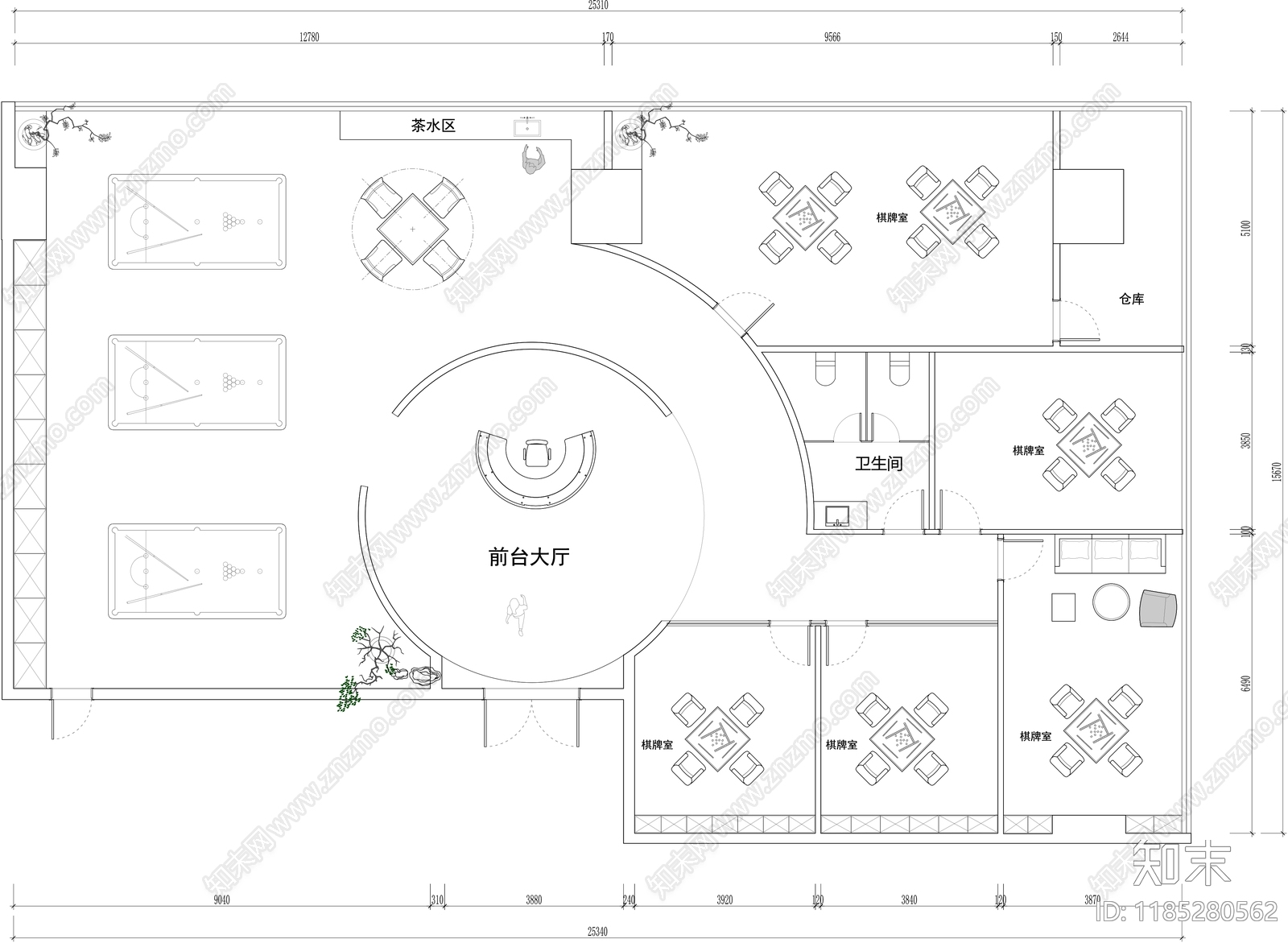 现代其他休闲娱乐空间cad施工图下载【ID:1185280562】