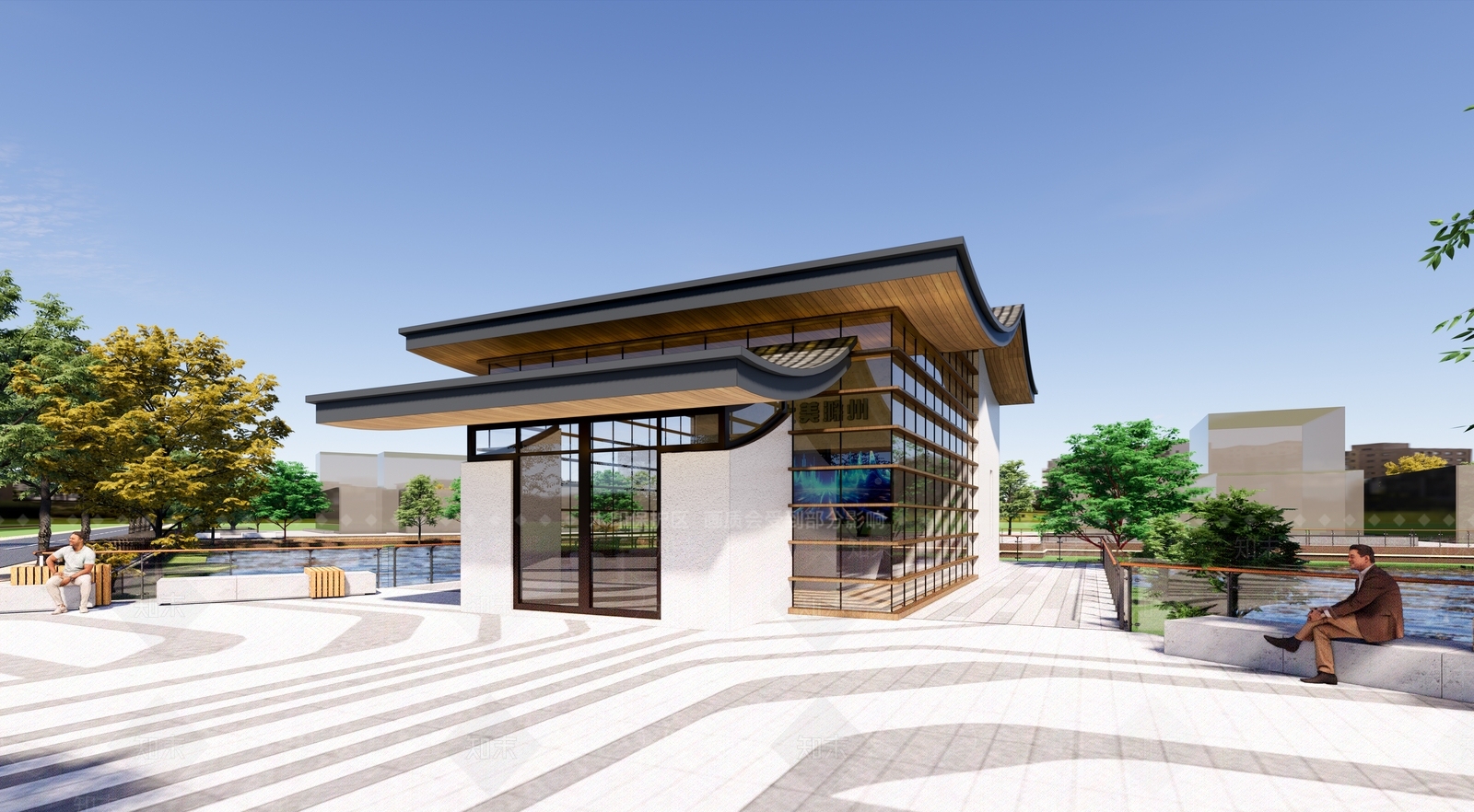 现代新中式小公建SU模型下载【ID:1185282282】