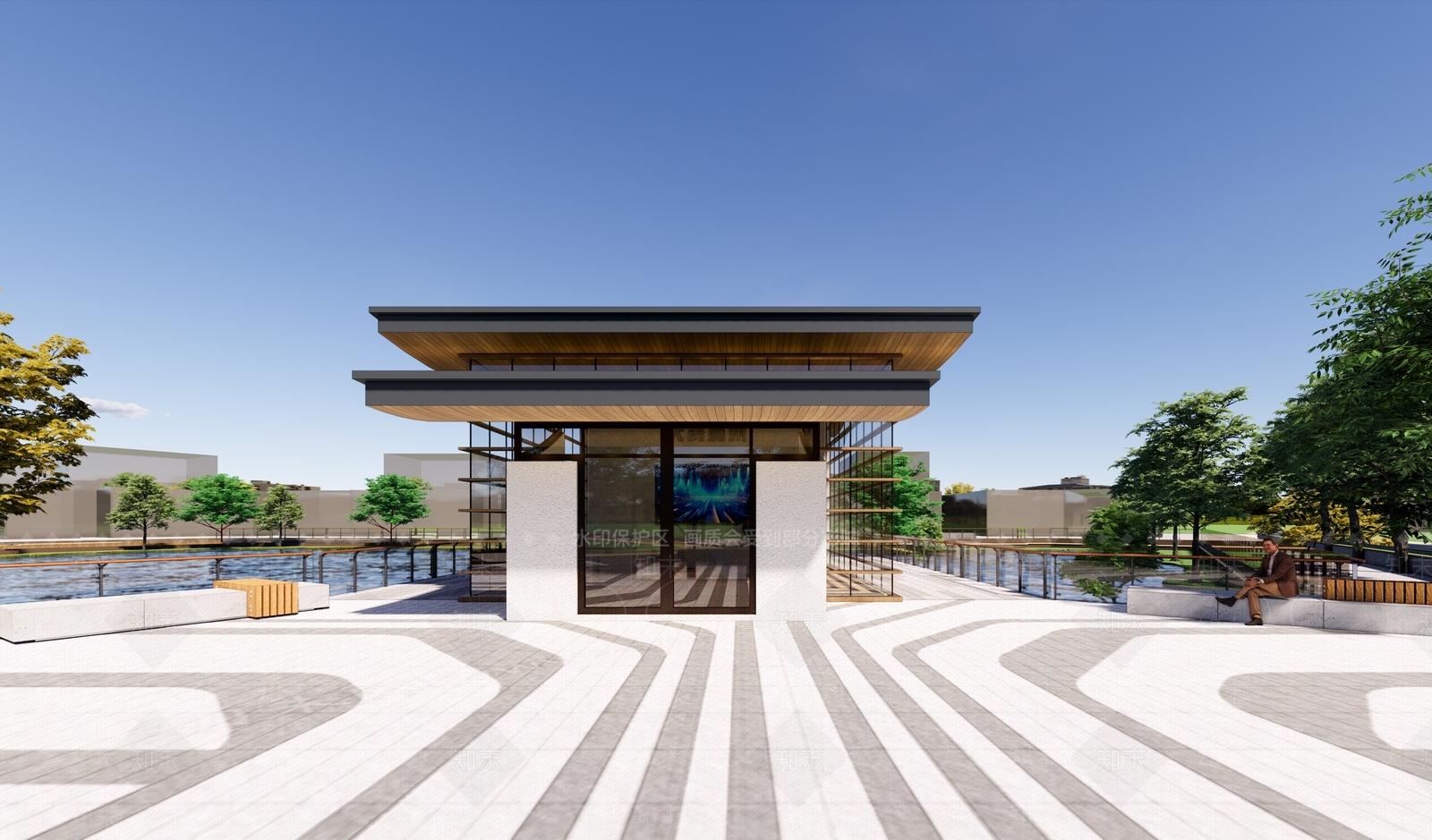 现代新中式小公建SU模型下载【ID:1185282282】