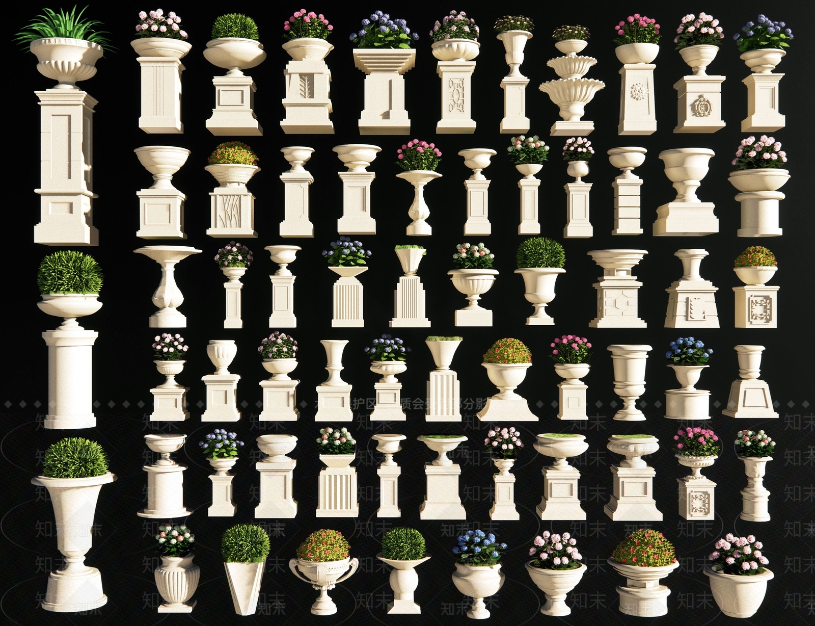 欧式花坛花钵SU模型下载【ID:1185282834】