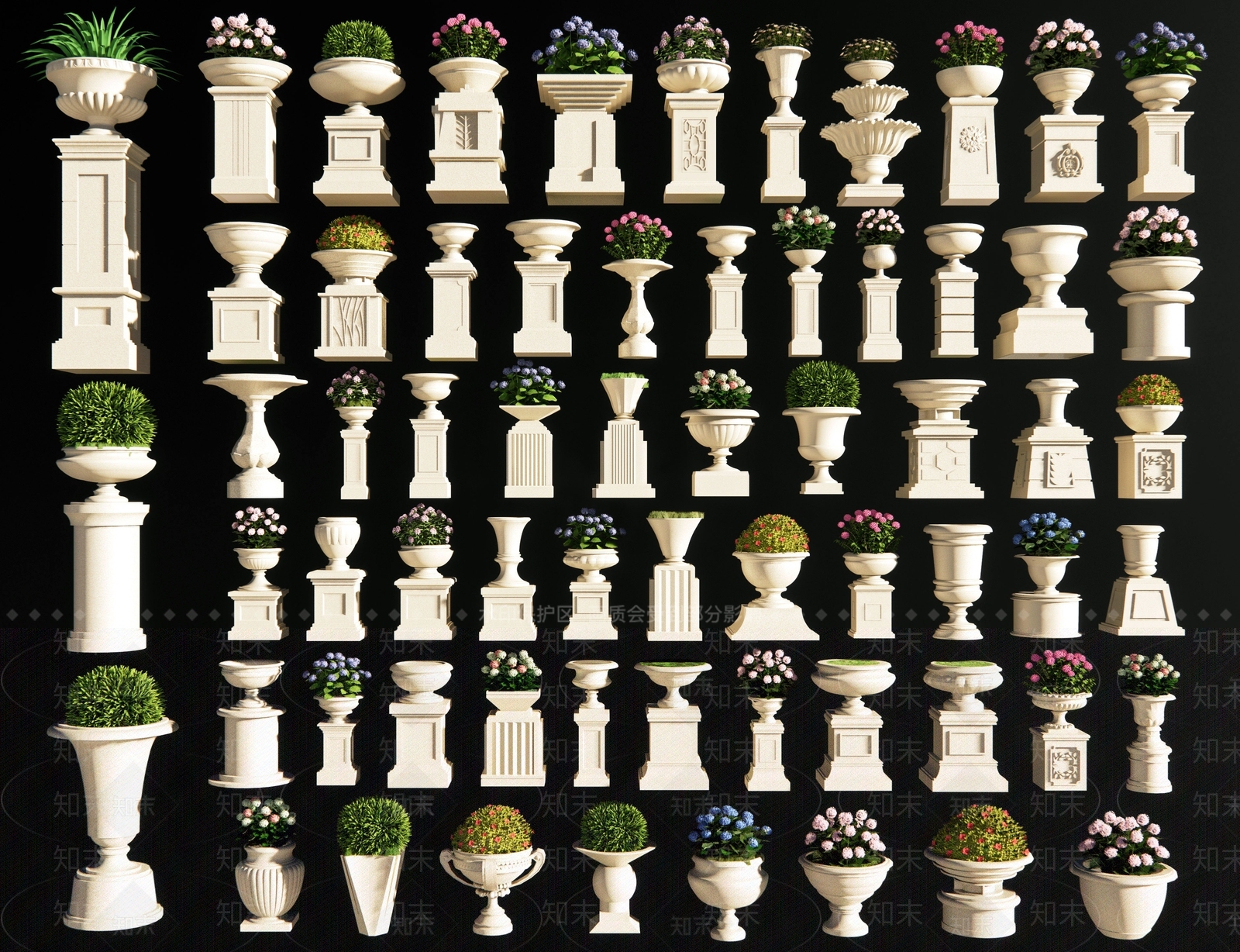 欧式花坛花钵3D模型下载【ID:1185282835】